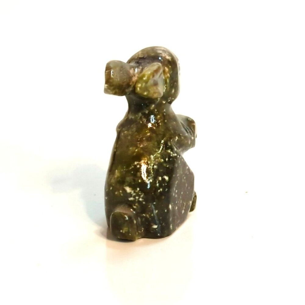 Carved Stone Rabbit Figurine Green Brown Speckled Bunny Collectible Small - Picture 4 of 6